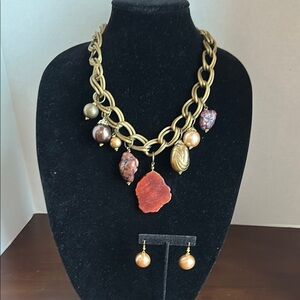 Elegant Gold and Red Statement Necklace